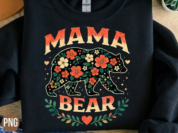 Download Floral Mama Bear Retro Silhouette PNG - Premium Resources