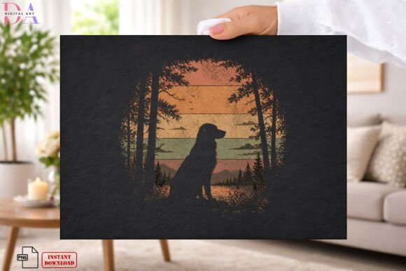 Download Vintage Dog Forest Sunset Silhouette PNG - Premium Resources